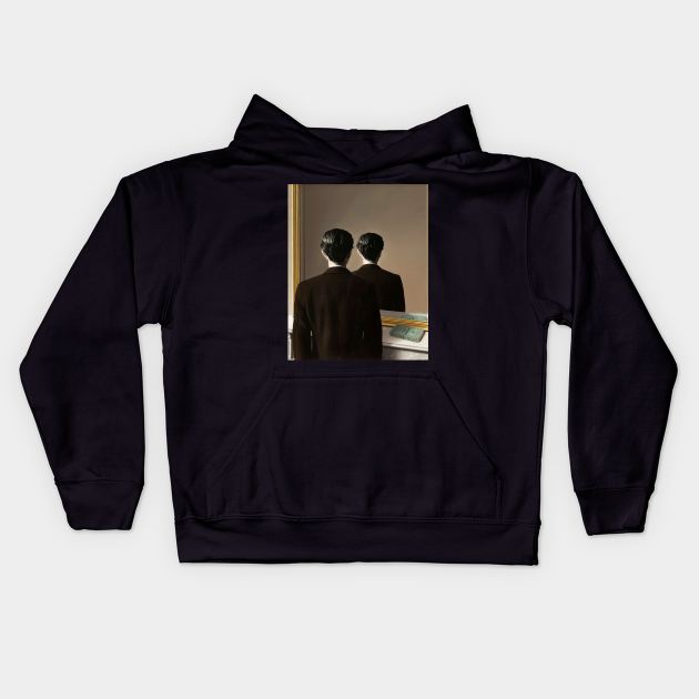 Rene Magritte Man Mirror Kids Hoodie by mgpeterson590